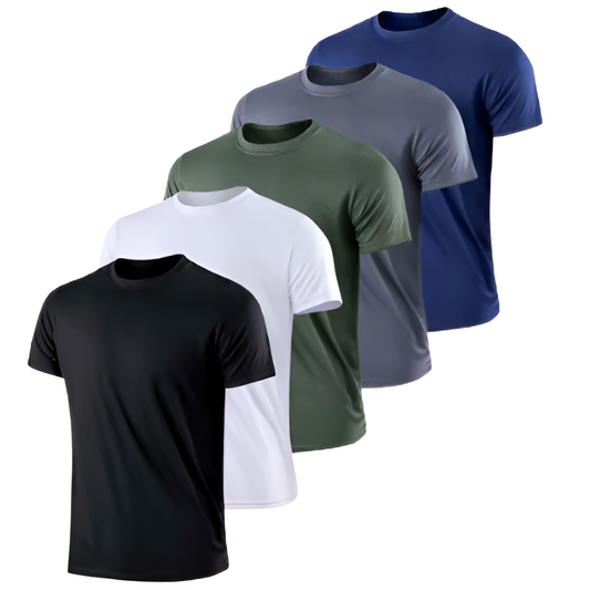 Kit de t-shirts pour hommes, composé de chemises basiques en coton, disponibles en plusieurs couleurs et styles, parfaites pour un usage quotidien et confortables pour toutes les saisons.