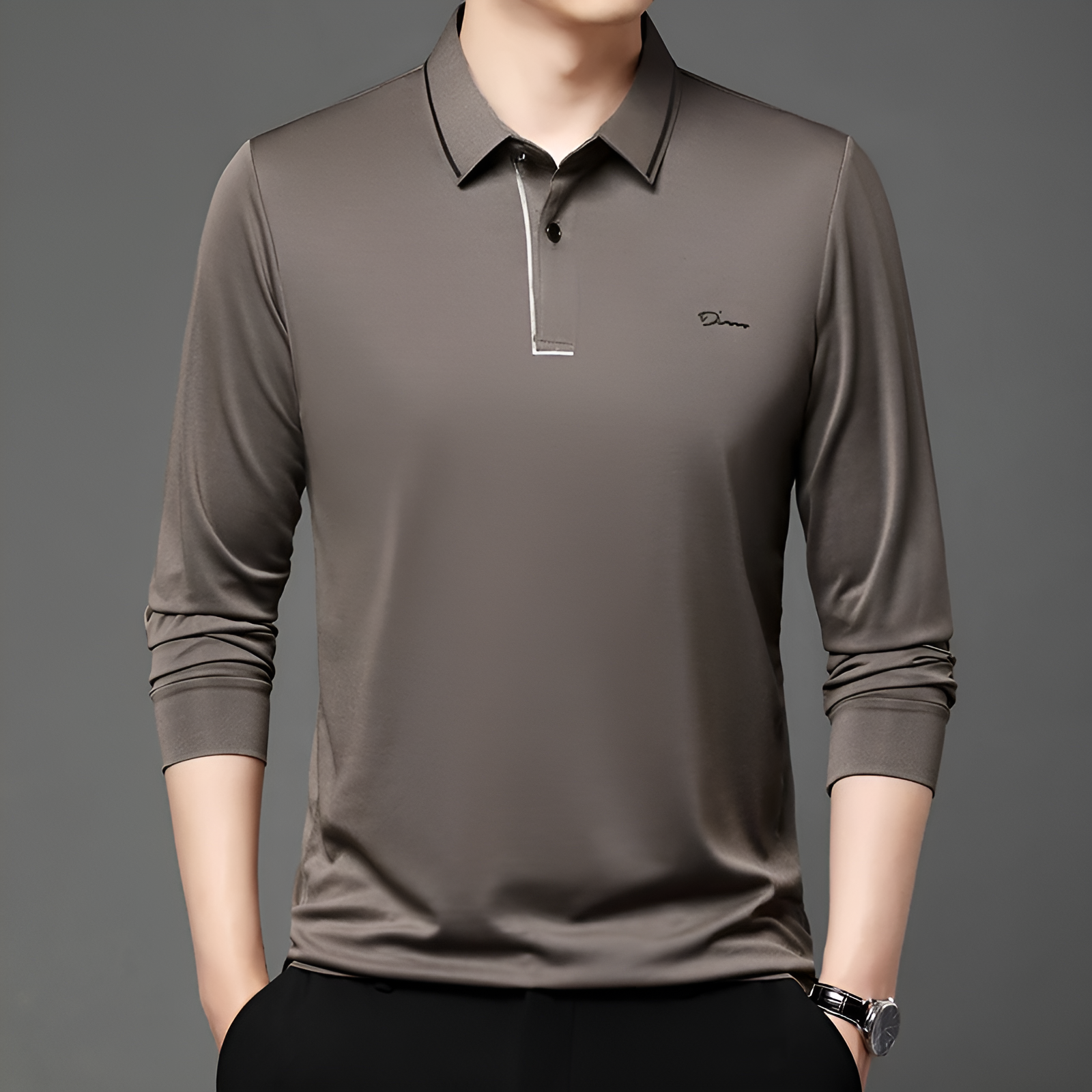 Chemise Polo - Parisian Essence | Manches Longues, polo élégante pour homme avec manches longues, fabriquée dans un tissu de haute qualité, alliant confort, style moderne et sophistication idéale pour toutes les occasions.