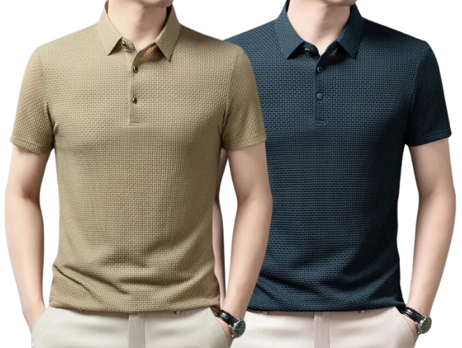 Polo élégante en coton premium avec un col ajusté et trois boutons, dans une teinte sophistiquée, parfaite pour les occasions décontractées et formelles.